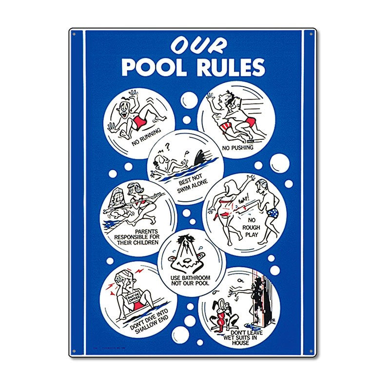 SIGN:  OUR POOL RULES ADULT ANIMATION