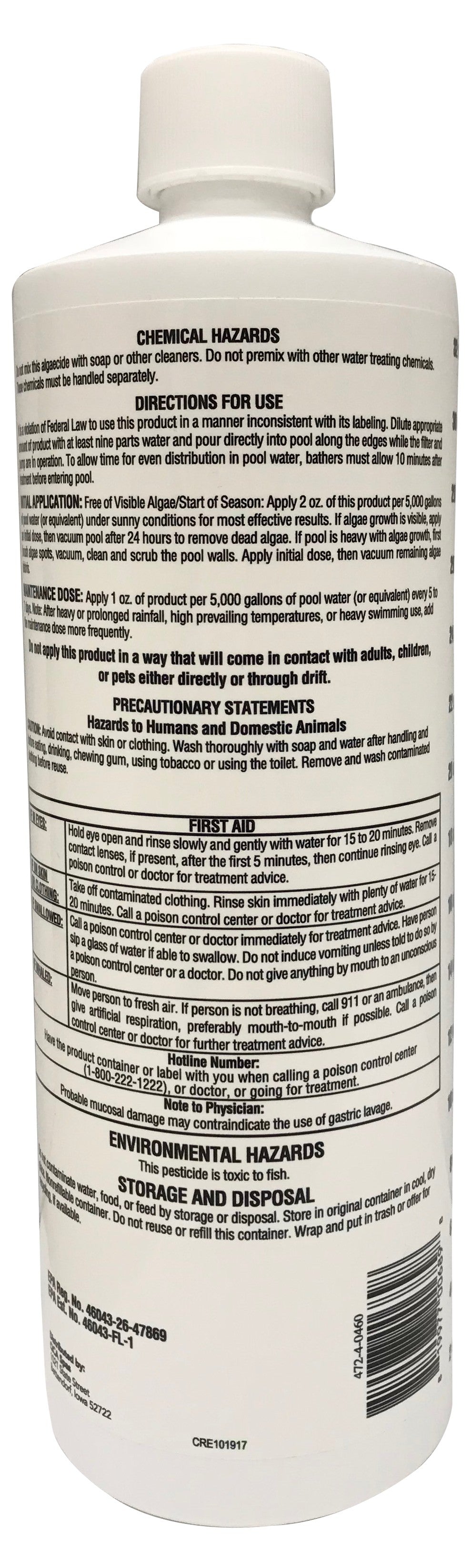 SWIM N SPA ALGAECIDE: ALGAE-BUSTER (1 QT.)